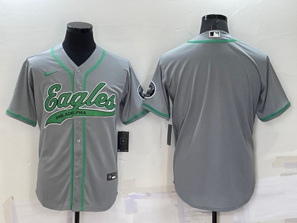 Men's Philadelphia Eagles Blank Gray Cool Base Stitched Baseball Jersey